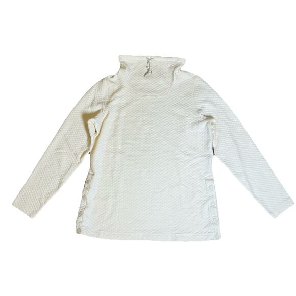 L.L. Bean Women’s Quilted Snap-Side Tunic Top Ivory White Size M - Picture 1 of 13